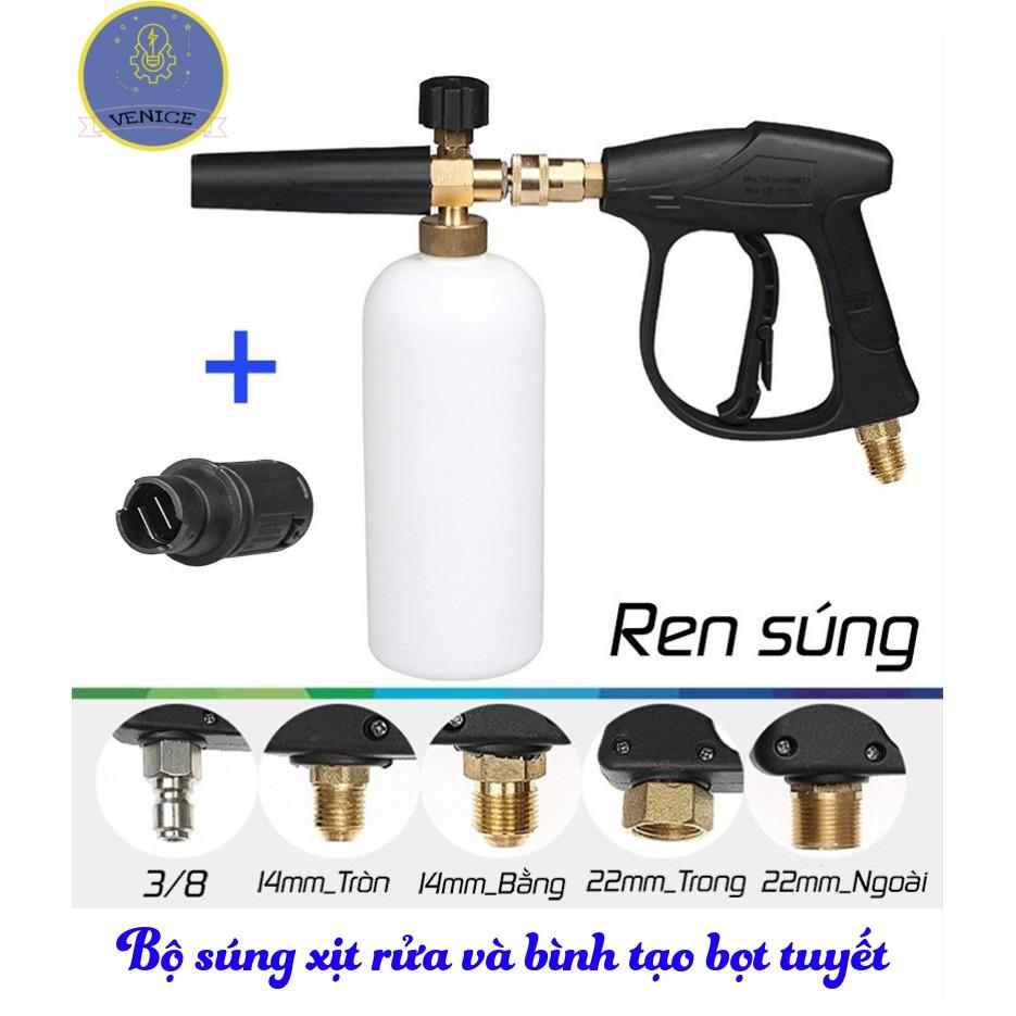 Dụng cụ cao áp và Bình tạo bọt tuyết 1L cao cấp cho máy rửa xe áp lực cao