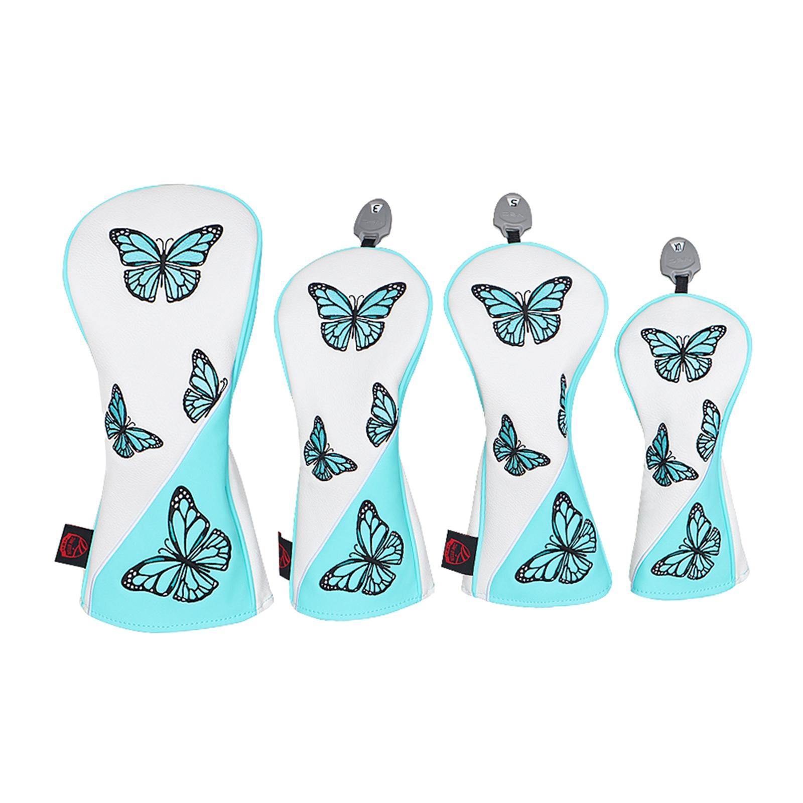 4x Golf Club Head Cover Golf Shaft Protector Professional PU Leather Durable Golf Headcovers Golf Driver Head Covers for Hybrid Fairway Wood