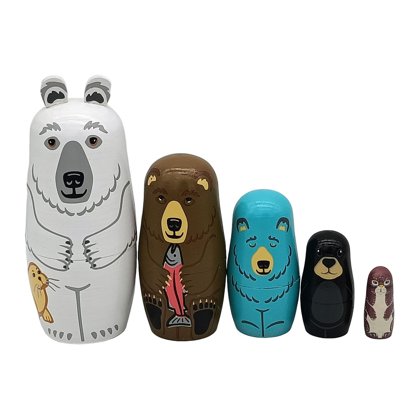 5Pcs Russian Nesting Dolls Decoration Matryoshka for Kids Christmas Children