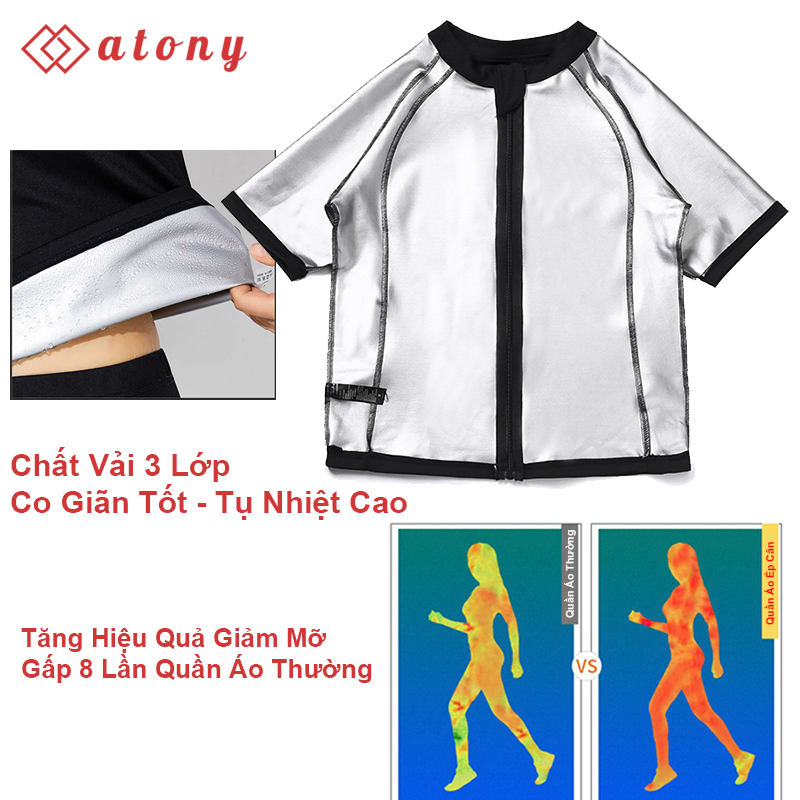 Áo Đổ Mồ Hôi Giảm Mỡ Bụng ATONY - Hàng Cao Cấp, Giúp Sinh Nhiệt, Đốt Cháy Calories, Mỡ Thừa, Hỗ Trợ Tập Gym/Yoga/Chạy Bộ/Zumba