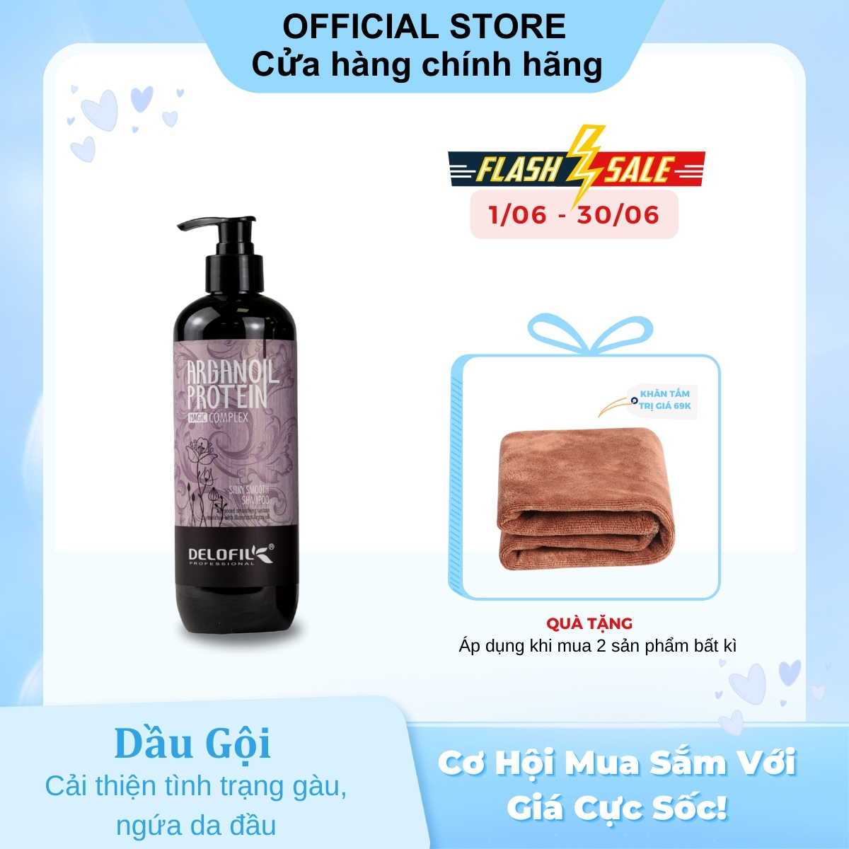 Dầu gội mềm mượt Hỗ Trợ Điều Trị Gàu Delofil