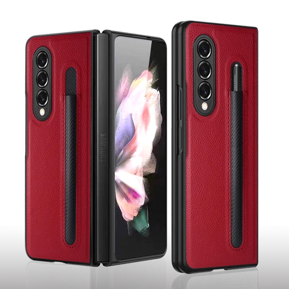 Ốp Lưng Da Cho Samsung Galaxy Z FOLD 5 / Z FOLD 4 /Z FOLD 3 Có Ngăn Đựng Bút Spen