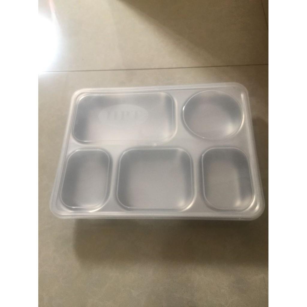 Nắp nhựa khay cơm inox 5 ngăn to và bé