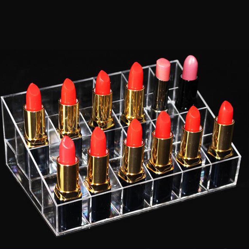 24 Grids Lipstick Nail  Holder Display Clear Acrylic Makeup Organizer