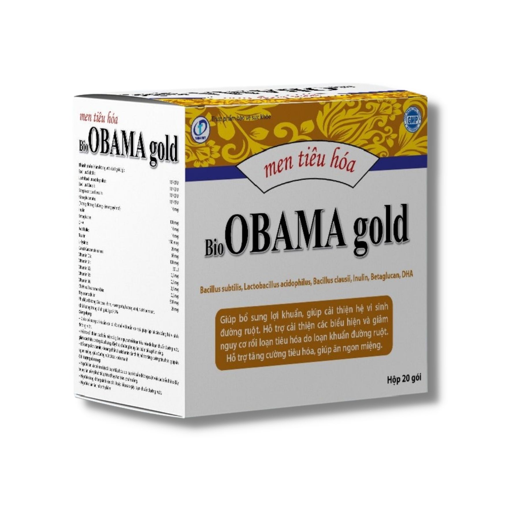 Men Tiêu Hóa Bio OBAMA Gold - cân bằng hệ vi sinh đường ruột. giảm rối loạn tiêu hóa, hỗ trợ tăng cường tiêu hóa (Hộp 20 Gói)