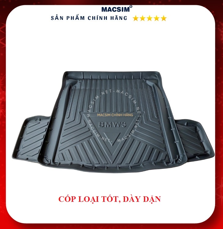 Thảm lót cốp xe ô tô BMW 3 series 2020-2023 nhãn hiệu Macsim chất liệu TPV cao cấp màu đen