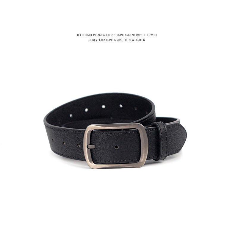 Thắt lưng nam da Hàn Quốc chữ nhật bo viền Unisex da đẹp Dây nịt lưng nam Ulzzang phong cách Hàn Quốc bản to 3.8cm Cam
