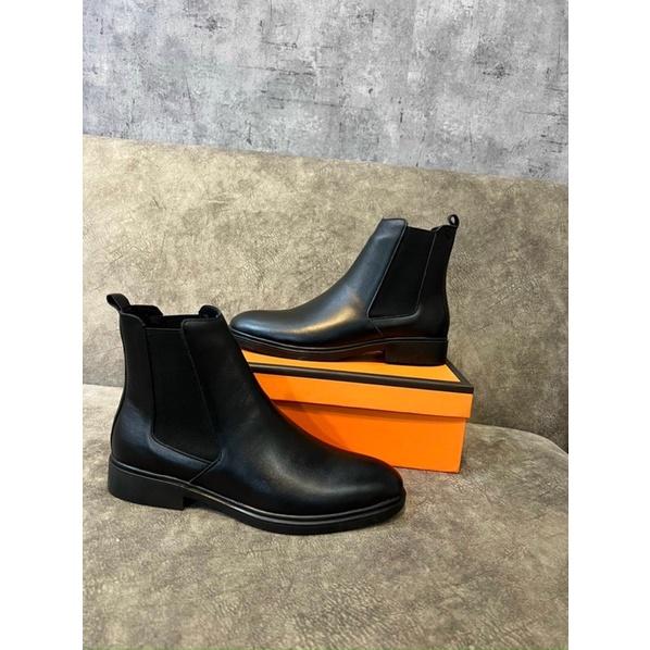 Chelsea boots nam da bò,giày bốt nam mũi tròn da bò nguyên tấm YOUTUS