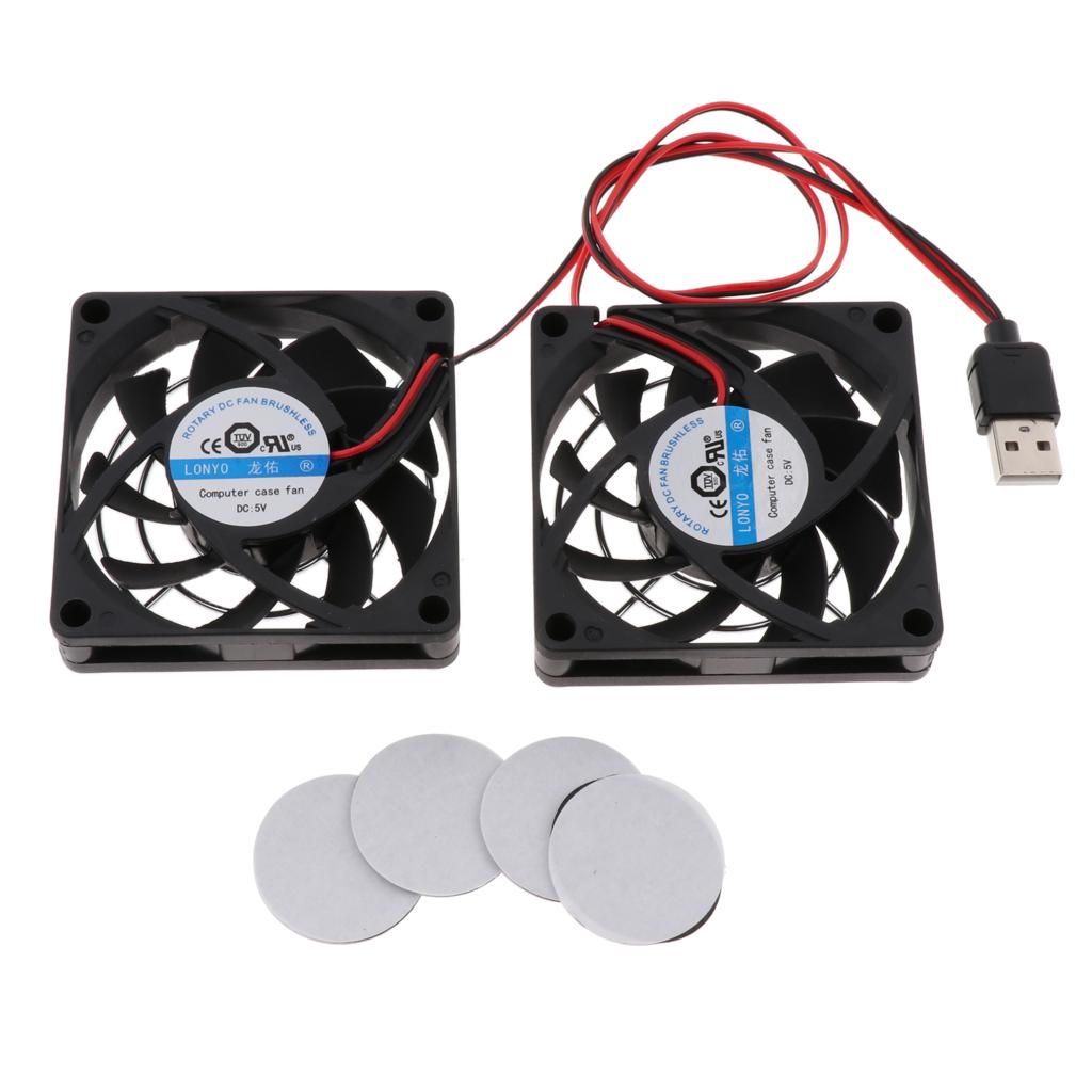 2x7cm Laptop Desktop Computer Fan USB Router Radiator Heatsink Cooling System