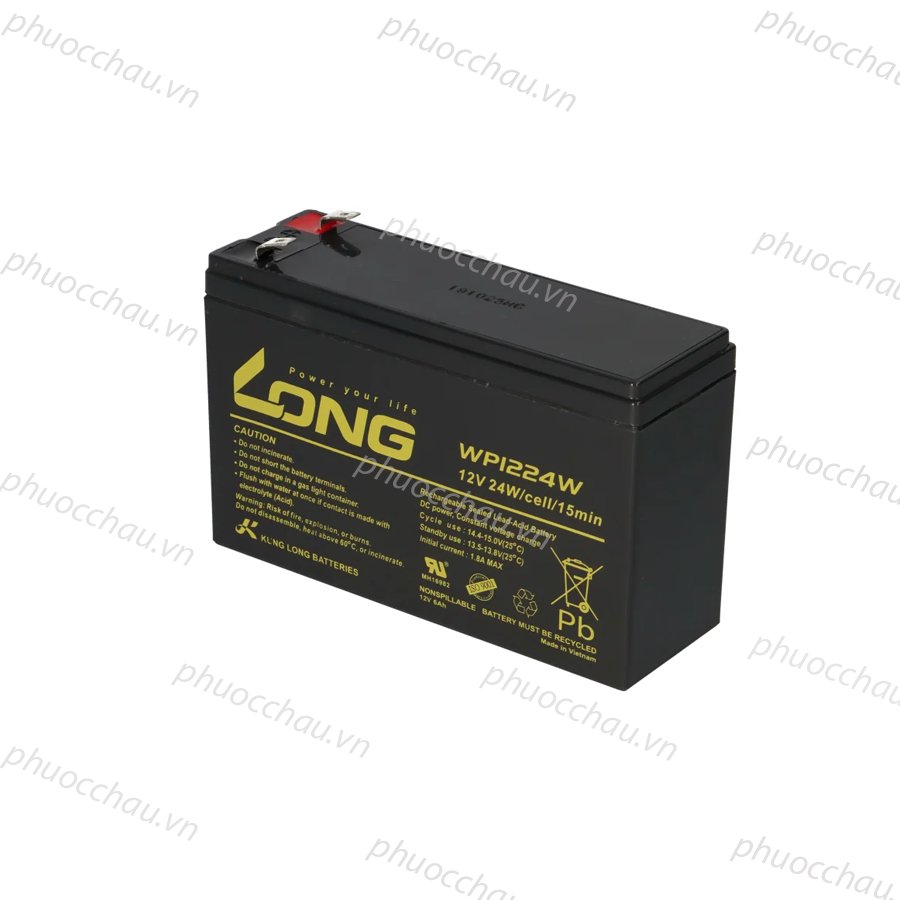 Bình ắc quy khô Long 12V-6Ah WP1224W dùng cho ups, lưu điện cửa cuốn, lưu điện máy tính, loa kéo