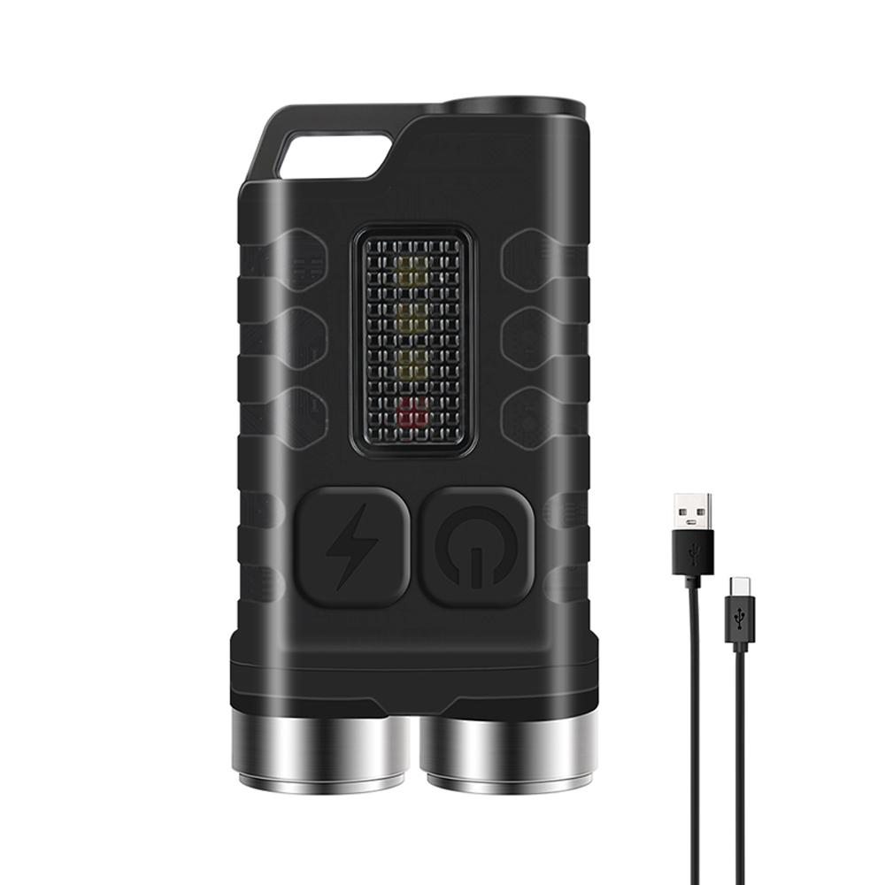 V3 Mini Flashlight LED Keychain Flashlight Rechargeable Pocket Light Waterproof with 5-Level Brightness 4-Color Light Source for Camping Hiking Emergency Use