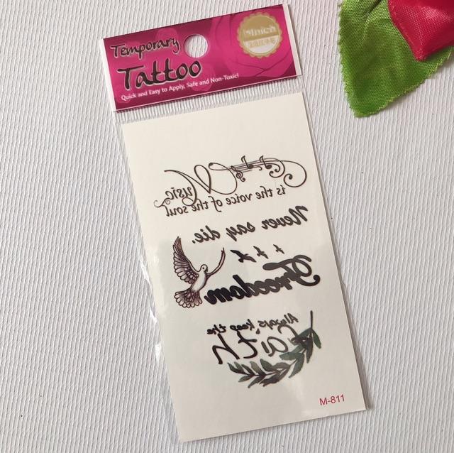 Combo 6 tấm hình xăm dán tattoo cao cấp size 10x6cm NEVER SAY DIE