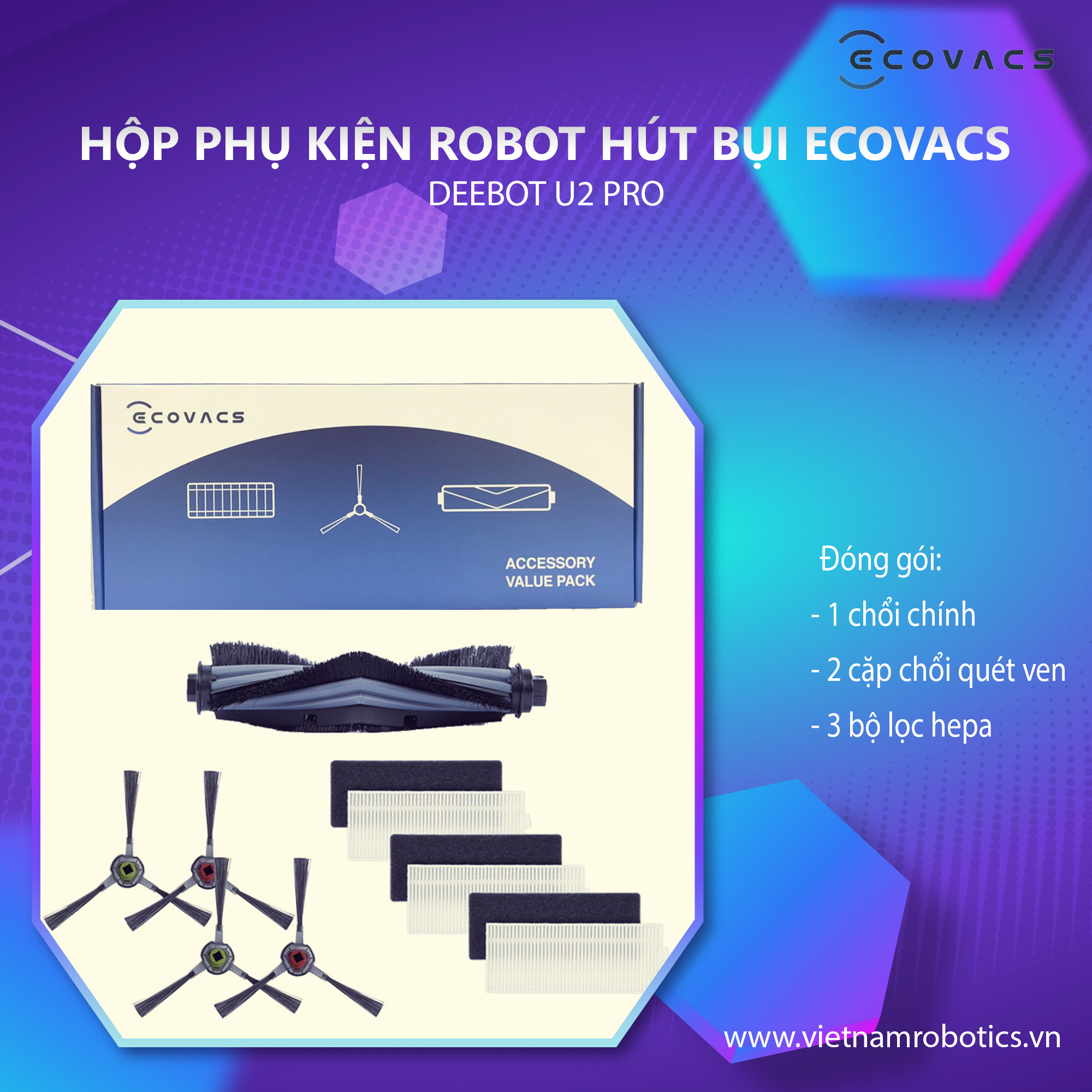 Hộp Phụ Kiện Ecovacs Deebot U2 Pro - Hàng Chính Hãng