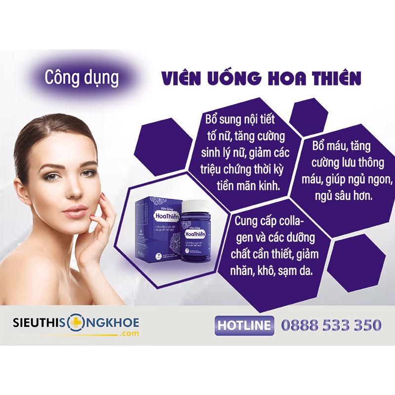 Viên Uống Hoa Thiên Hộp 30 viên giúp cân bằng nội tiết tố nữ, hạn chế lão hóa da , bí quyết cho chị em  trẻ đẹp (Sắc Ngọc Khang)