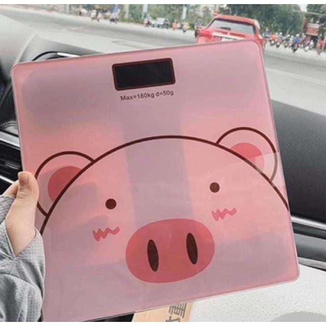 Cân mặt con heo dễ thương,Cân điện tử trọng tải lên tới 180kg họa tiết con heo dễ thương
