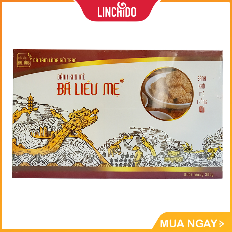 BÁNH KHÔ MÈ TRẮNG - ĐẶC SẢN ĐÀ NẴNG - BÀ LIỄU MẸ - HỘP 300g