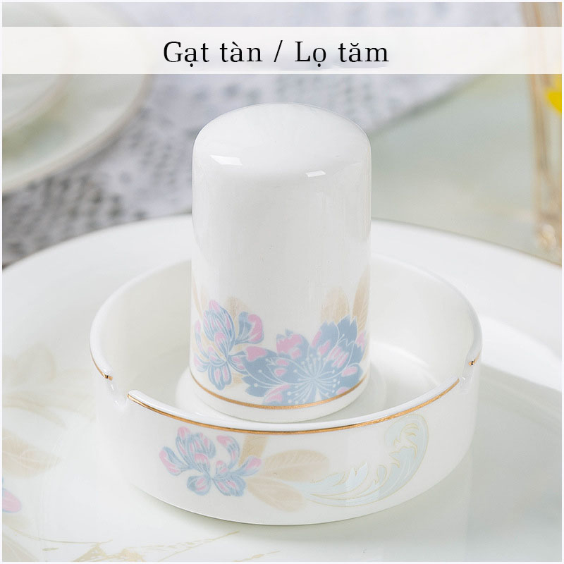 Bộ bát ăn cơm SỨ XƯƠNG Giang Tây cao cấp 58 chi tiết - Bộ chén ăn cơm sang trọng, tinh tế Bát đĩa mỏng nhẹ nhưng cứng trong và cách nhiệt tốt. Mã GS76