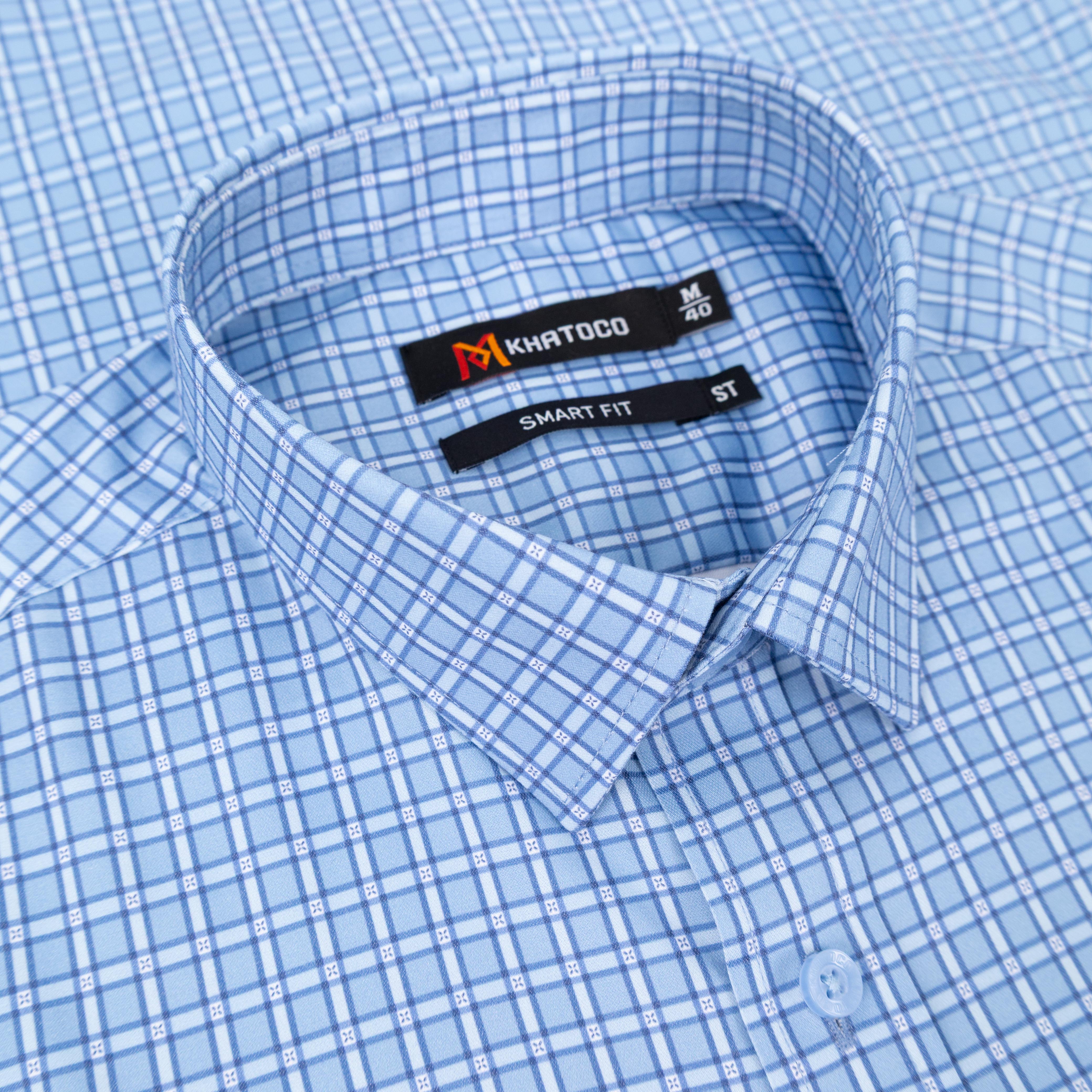 Áo sơ mi nam KHATOCO ngắn tay form Smart Fit lai bầu nhẹ mã A1MN538S2-CNCR875-2711-N