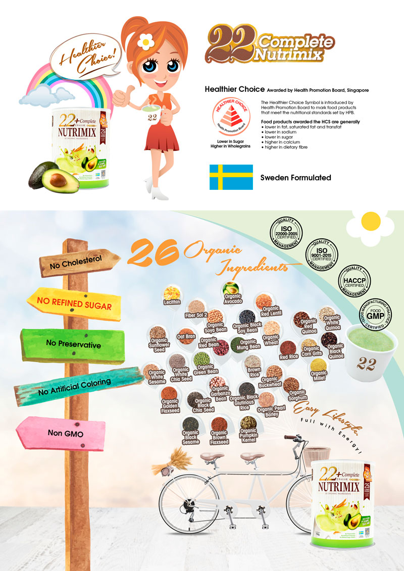 Combo 2 hộp bột ngũ cốc dinh dưỡng cao cấp 22+ Complete Nutrimix - Organic Avocado 750g hộp + Tặng 1 hộp Wheat Grass 250g