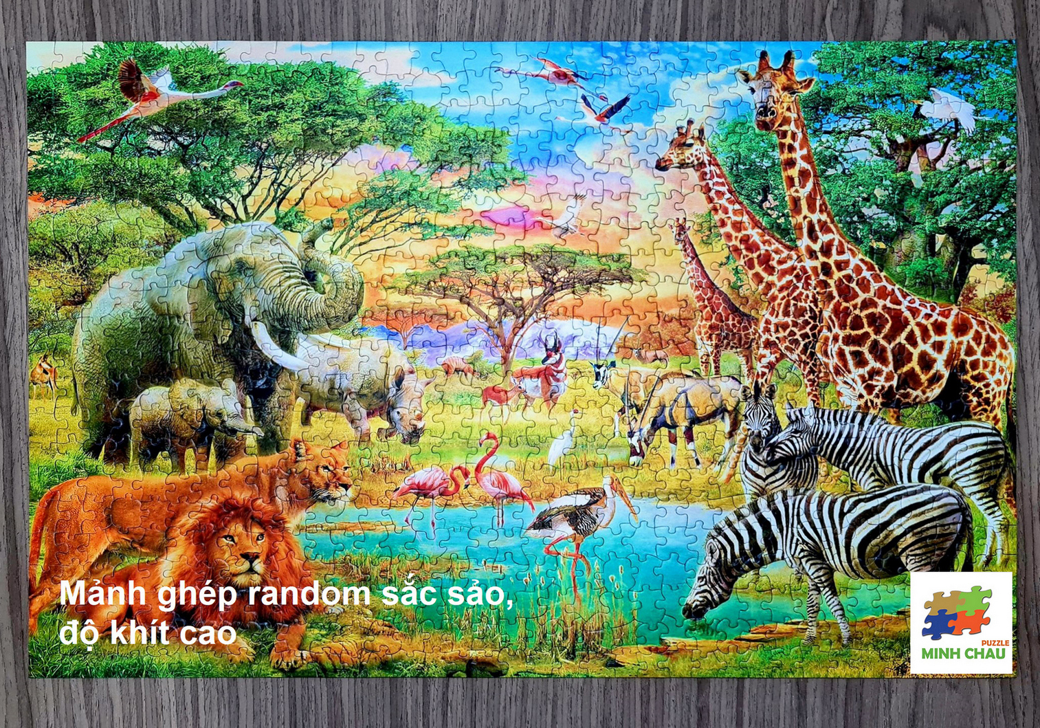 Tranh Xếp Hình Random Cut 750 Mảnh Minh Châu – African Wildlife (40x60cm)
