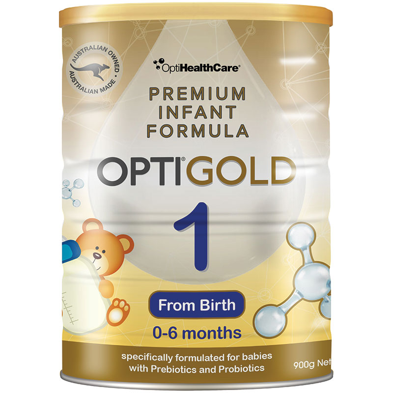 Sữa bột cho trẻ từ 0-6 tháng tuổi Optigold Infant Formula with Pre &amp; Probiotics Step 1