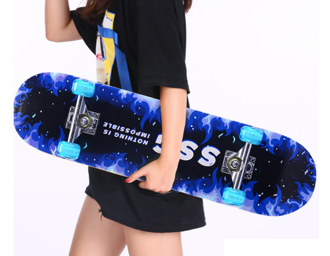 Ván Trượt Skateboard Có Bánh Xe Phát Sáng, Ván Trượt Gỗ Dành Cho Thanh Thiếu Niên - Ván Trượt Trẻ Em 80cm, mặt nhám chống trơn trượt