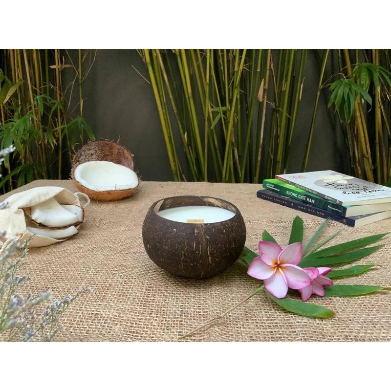 Nến Thơm Gáo Dừa - Sả Gừng - Hàng Xuất Khẩu
