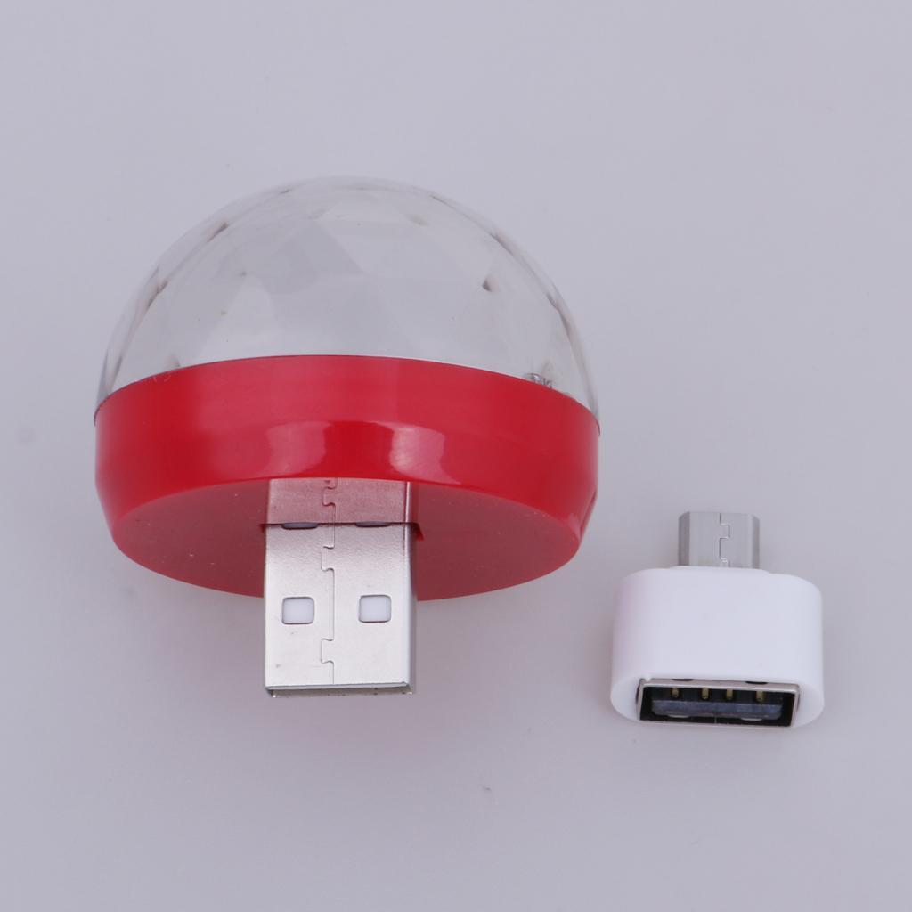Mini USB Stage Voice Control Magic Ball Lamp RGB LED Bulb Red