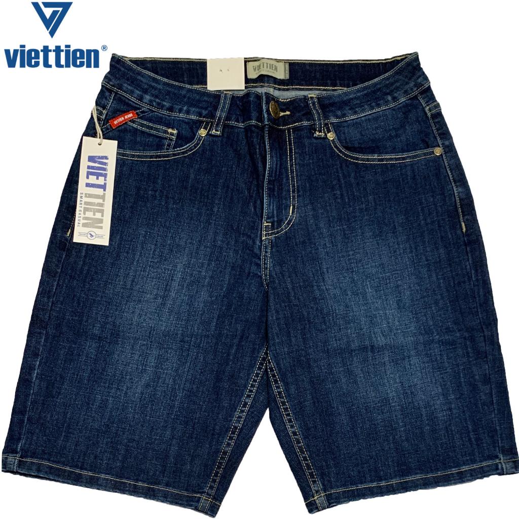Viettien - Quần short Jeans nam Việt Tiến Xanh đậm 6S8013 regular fit - Jeans