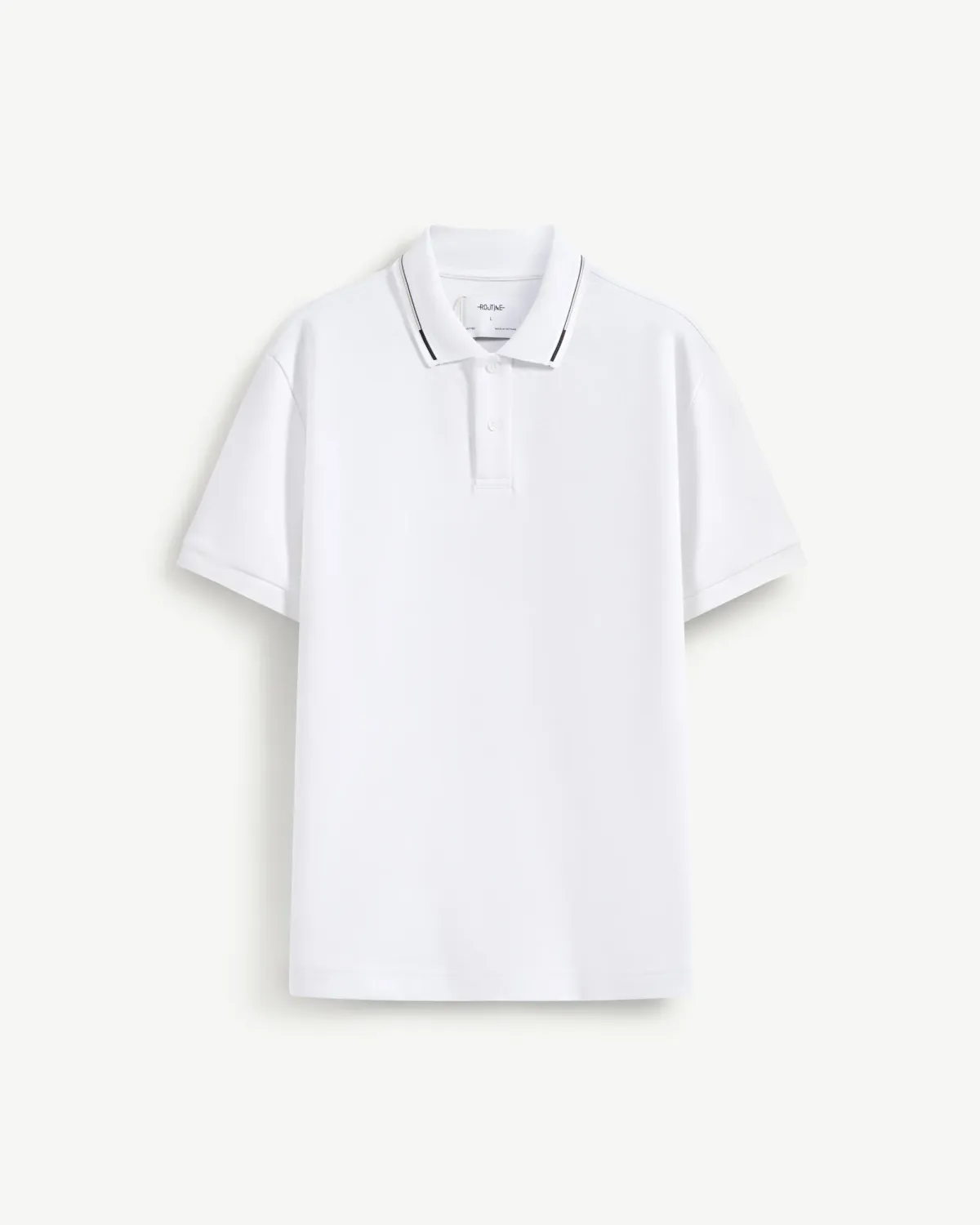 Áo polo nam màu Trắng / Đen cơ bản phối cổ vải dày dặn mềm mịn . Form Fitted - ROUTINE 10F24POL029R2 | ROUTINE CÀ MAU