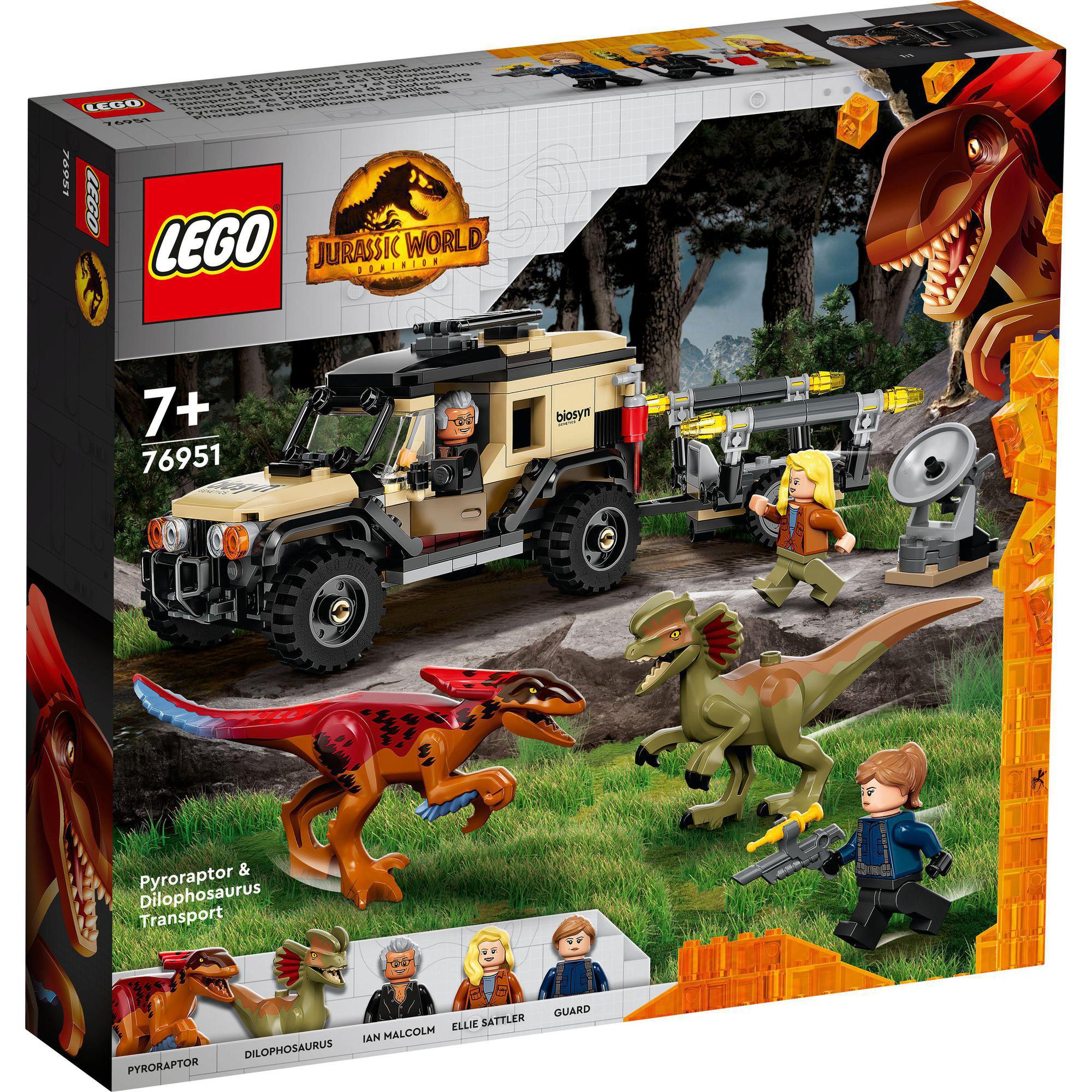 LEGO JURASSIC WORLD 76951 Vận Chuyển Khủng Long Pyroraptor &amp; Dilophosaurus (254 chi tiết)