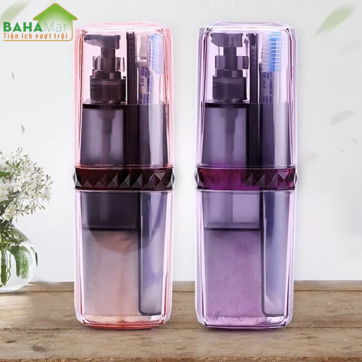 HỘP BỘ CỐC BÀN CHẢI ĐÁNH RĂNG DI ĐỘNG ĐA CHỨC NĂNG BAHAMAR đầy đủ lược khăn bàn chải kem đánh răng dầu gội đầu sữa tắm. thuận tiện mang đi du l
