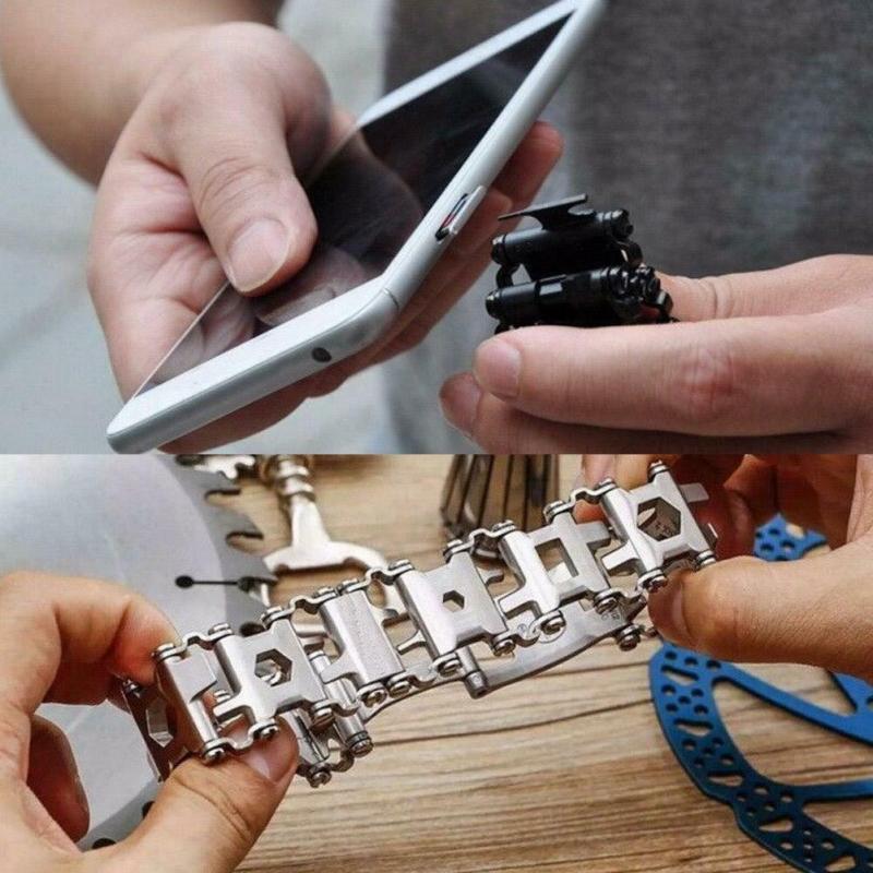 29 IN 1 Multi Functions Bracelet for Outdoor Camping Hiking Travel EDC Tool Stainless Steel Multi Tool Bracelets Multi-Tool