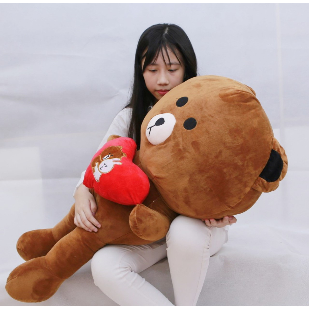 Gấu Bông Thú Nhồi Bông Gấu ôm tim Siêu đáng yêu size to