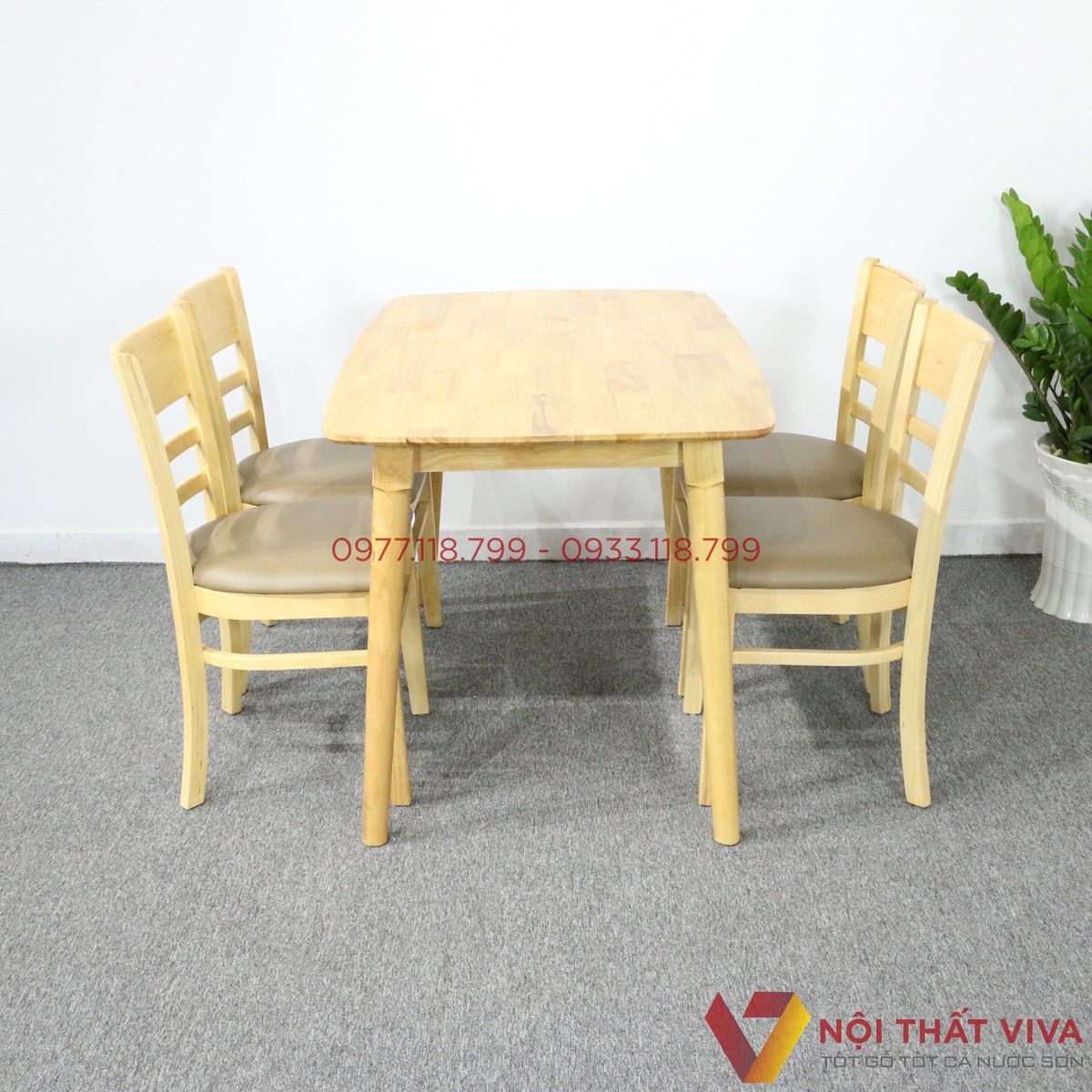 Bộ Bàn Ăn Cabin 4 Ghế Gỗ Cao Su Tự Nhiên Đẹp Giá Rẻ