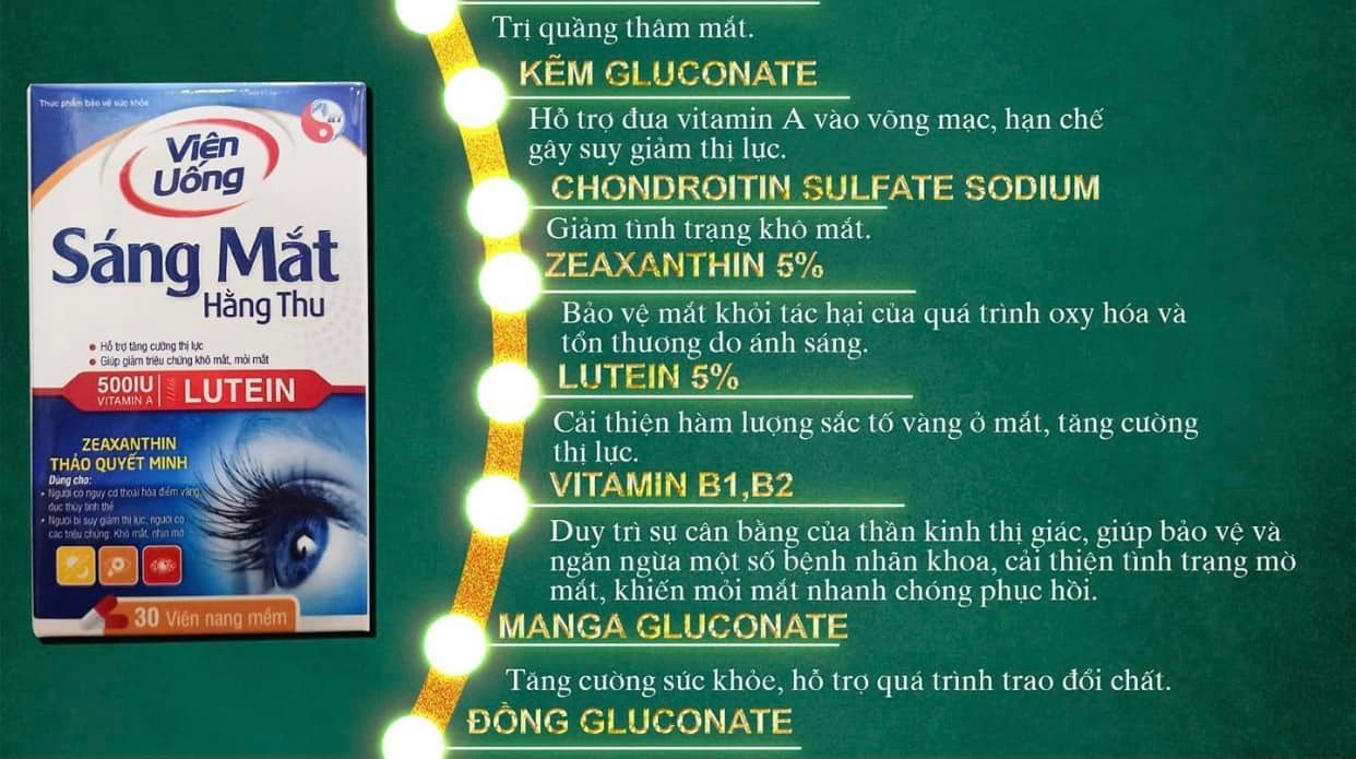 Viên Uống Sáng Mắt HT dành người thái hoá điểm vàng, bị suy giảm thị lực, khô mắt, mờ mắt