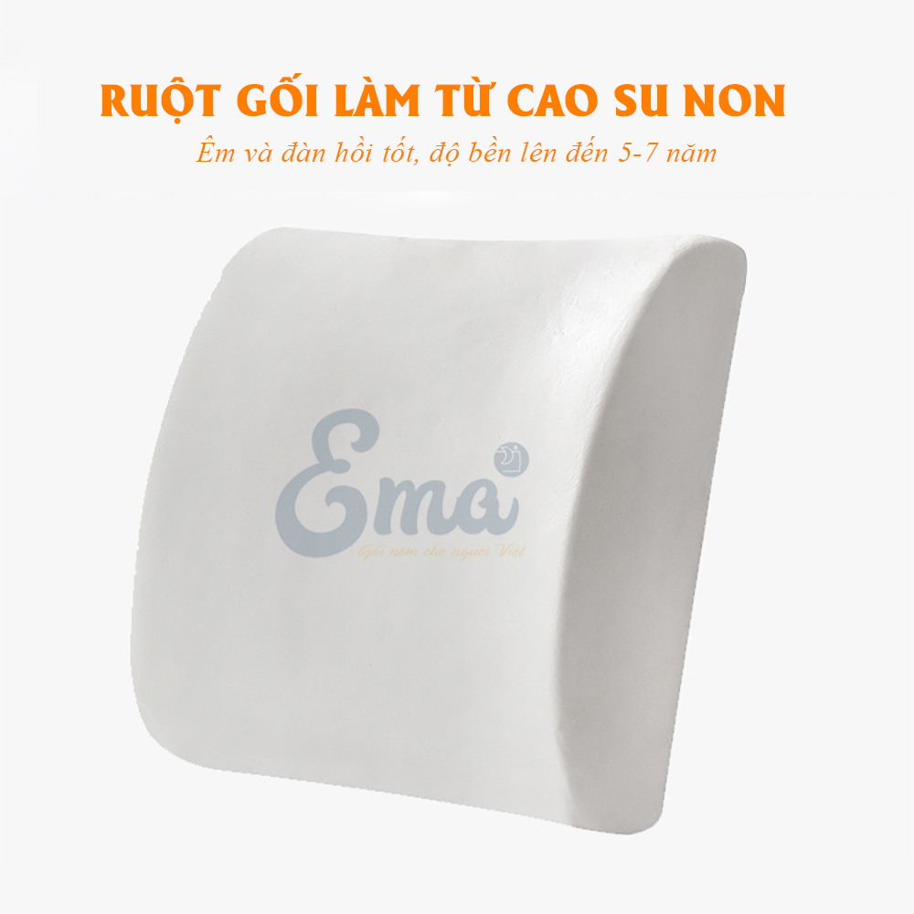 Gối tựa lưng văn phòng cao su non EMA chống đau mỏi thắt lưng cho dân văn phòng, lái xe - Giữ tư thế ngồi thẳng, giảm đau mỏi khi phải ngồi lâu - Đen lưới (không có gel lạnh)