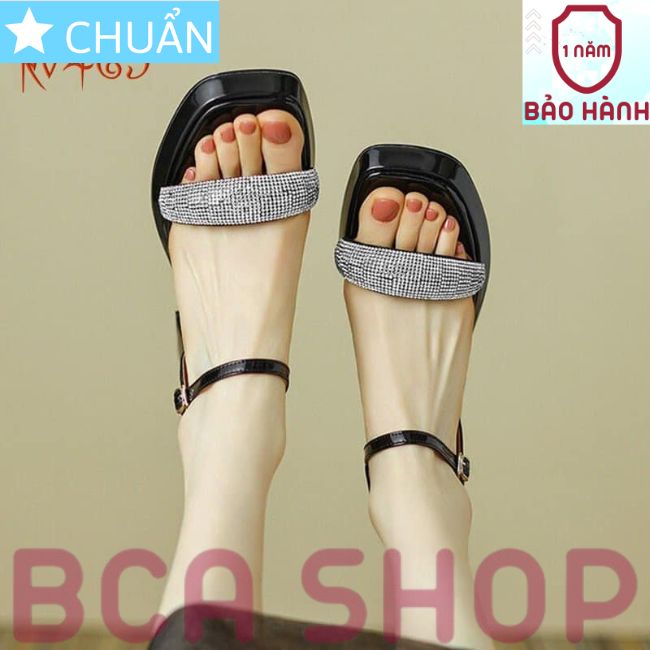 Giày cao gót nữ 8p RO469 ROSATA quai hậu, hở mũi, phần quai ngang gắn nhiều hạt lấp lánh đẳng cấp tại BCASHOP màu đen