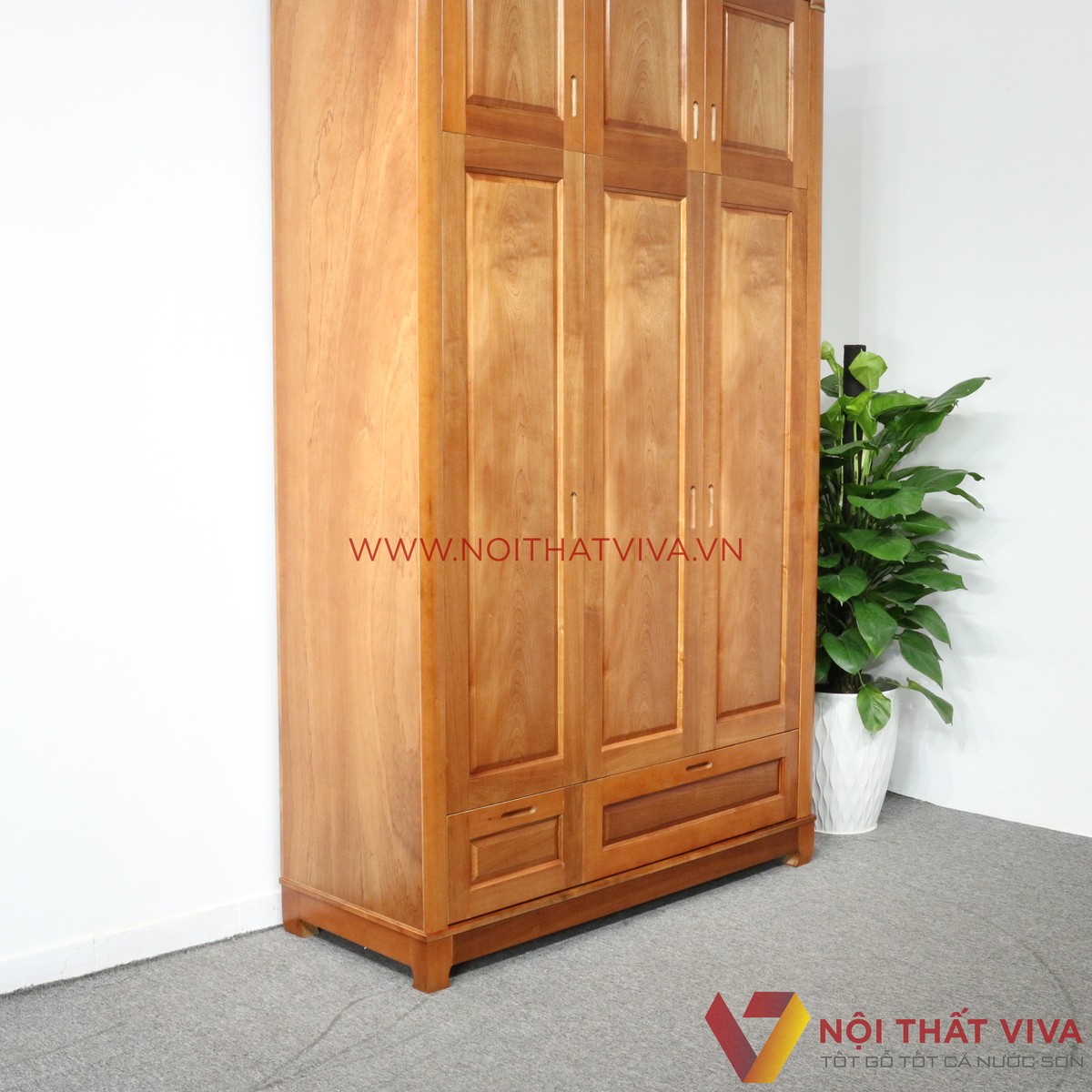 Tủ Quần Áo Gỗ Xoan Đào 3 Cánh Kịch Trần Đẹp Giá Rẻ