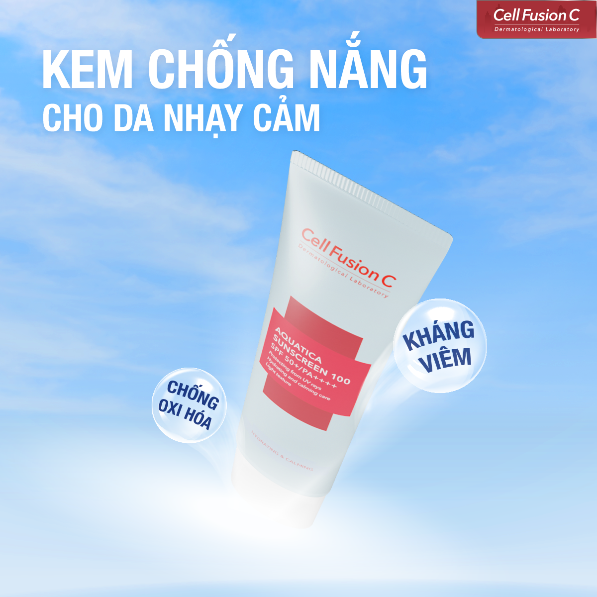 Kem Chống Nắng Cell Fusion C Cấp Ẩm Dịu Da Aquatica Sunscreen 100 SPF 50+ / PA++++