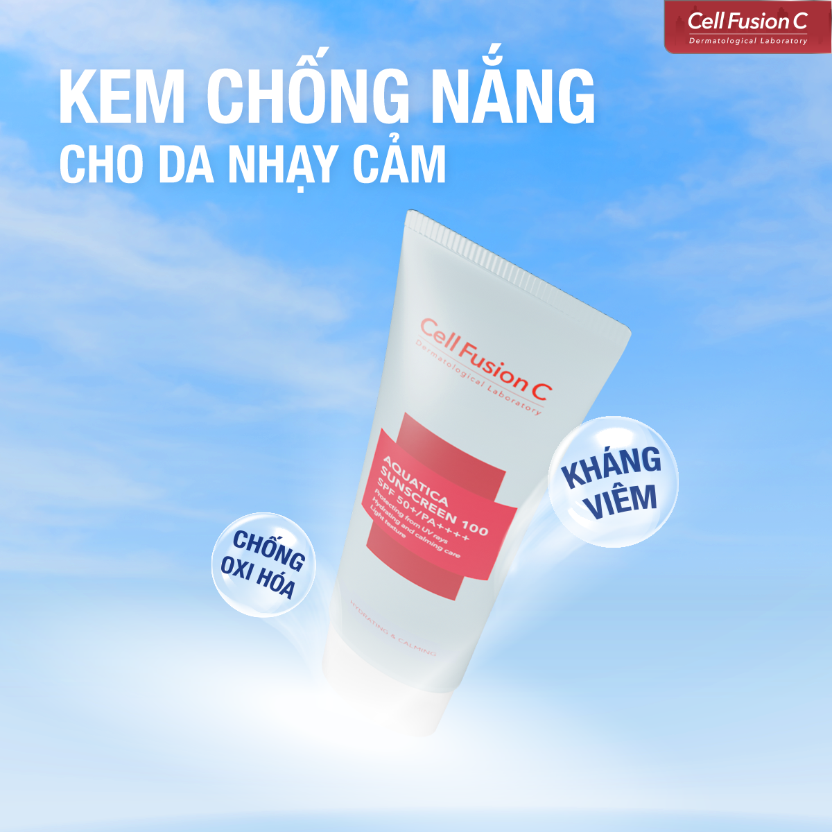 Kem Chống Nắng Cell Fusion C Cấp Ẩm Dịu Da  Aquatica Sunscreen 100 SPF 50+ / PA++++