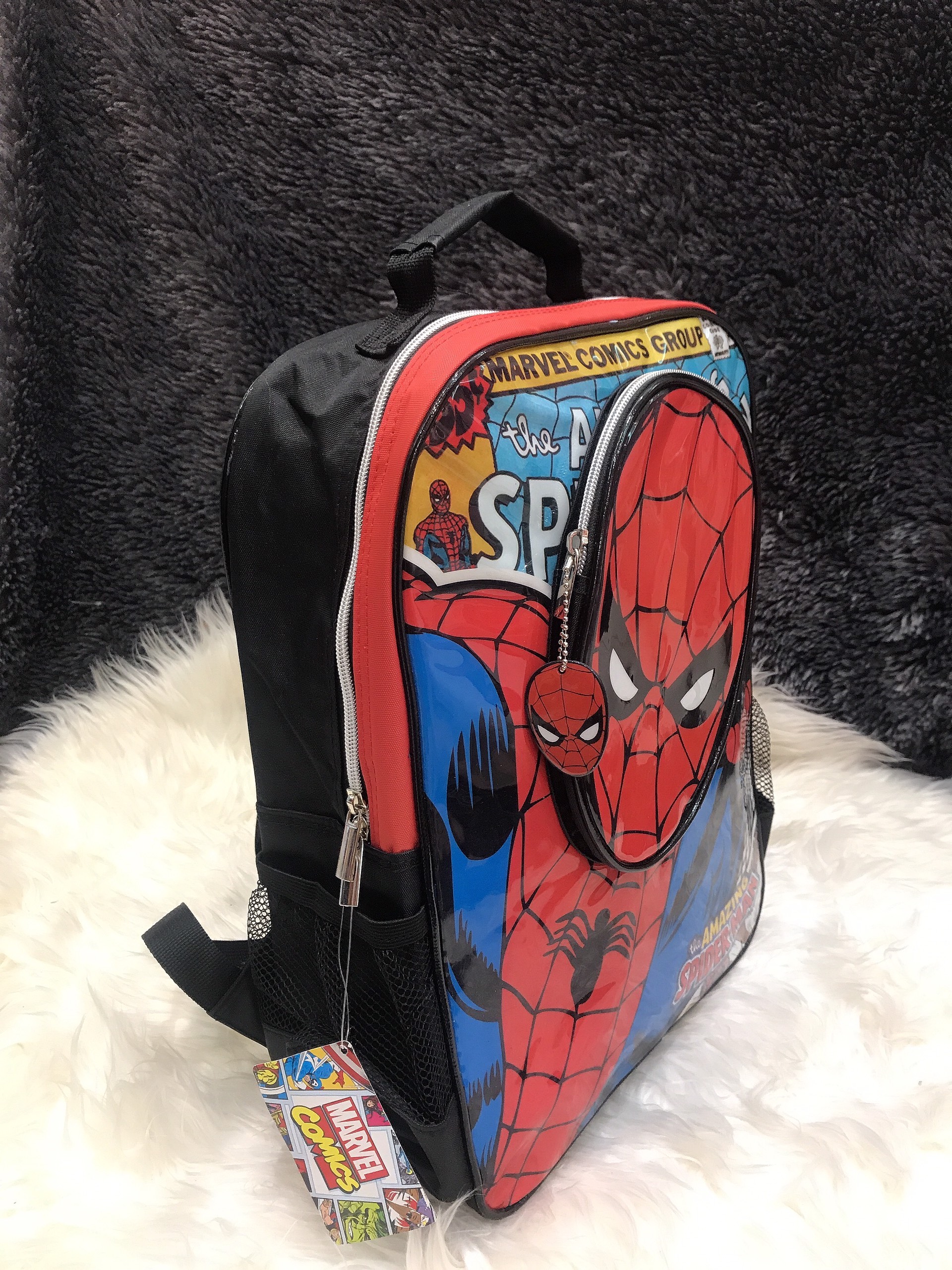 Balo, cặp táp 16&quot; 2 ngăn hình người nhện Spiderman nổi màu đen đỏ -  690SPNG5009382D