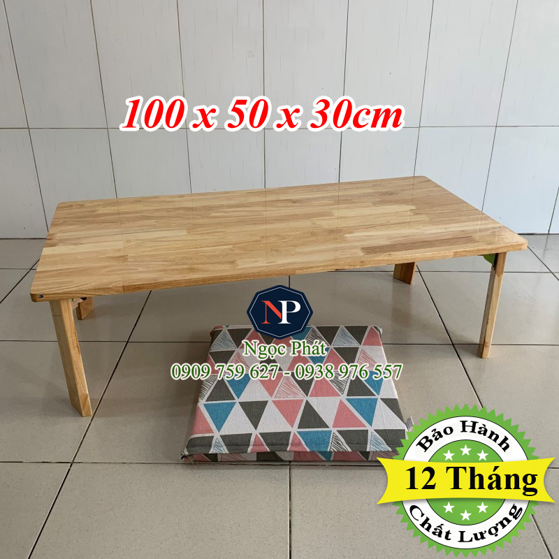 Bàn Trà Gỗ Cao Su Xếp Gọn MỘC ĐẾ Size 100x50cm - Ngồi Bệt Kiểu Nhật Hiện Đại Sang Trọng