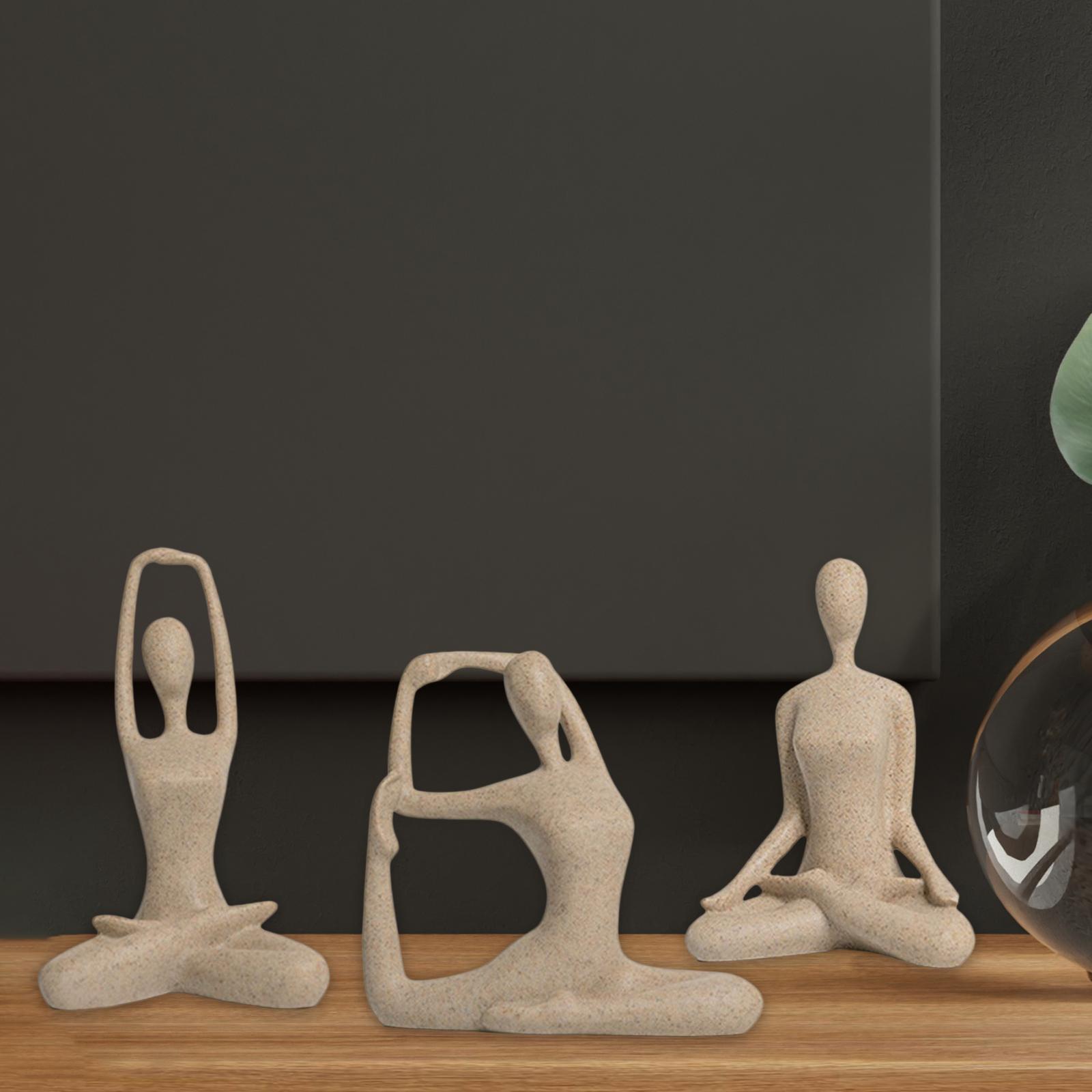 3Pcs Yoga Pose Statue Figurine Holiday Office Decor Yoga Figure Sculpture
