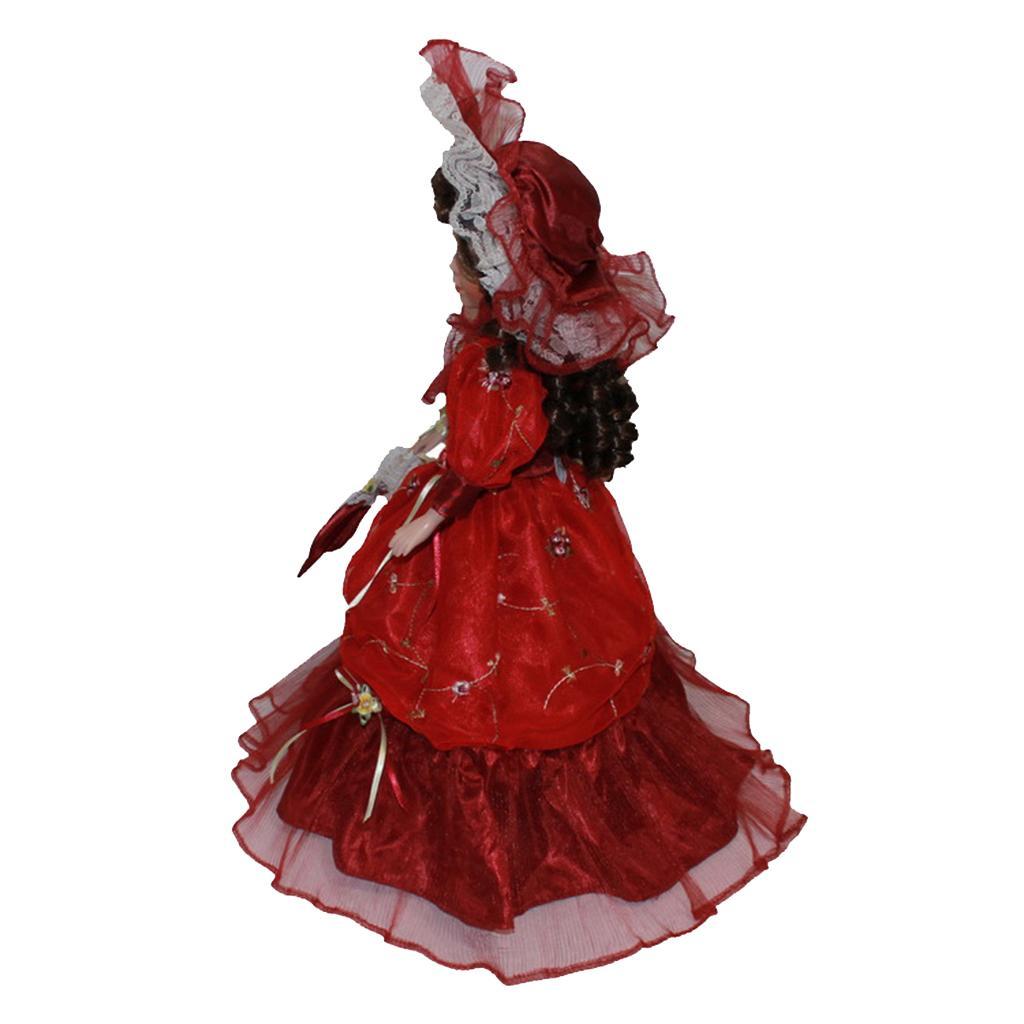 40cm Porcelain Doll with Dress Hat Home Display Decor