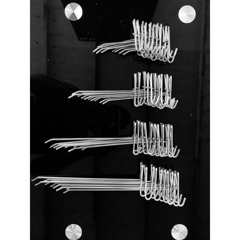 10 móc inox cài lưới, tay cài lưới dùng cho tấm lưới treo đồ siêu thị, phụ kiện điện thoại, decor trang trí dài 10 cm