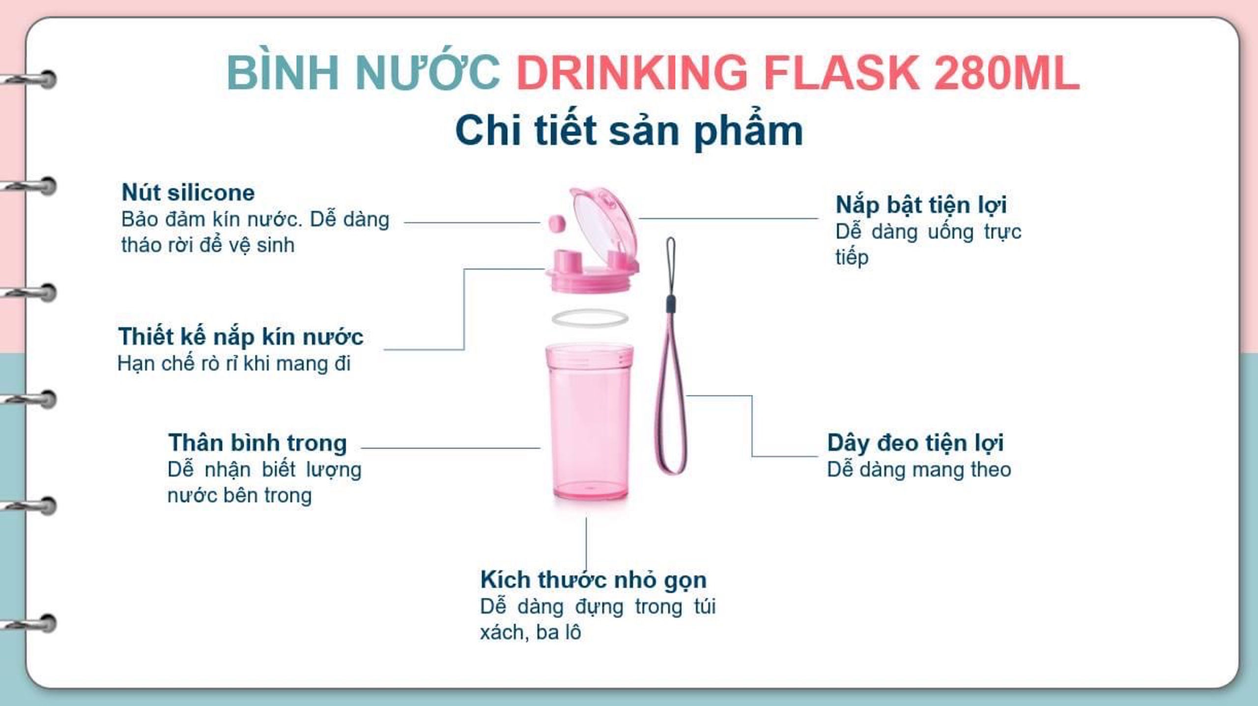 Bình Nước Tupperware Mini Drinking Flash 280ml