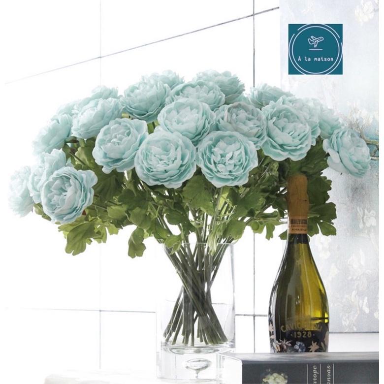 Cành hoa mẫu đơn lụa cao 45cm màu sắc đẹp trang nhã dùng trong thiết kế trang trí, studio, hoa cưới