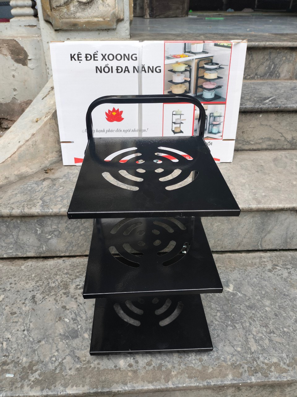 Kệ để xoong nồi 4 tầng bằng thép