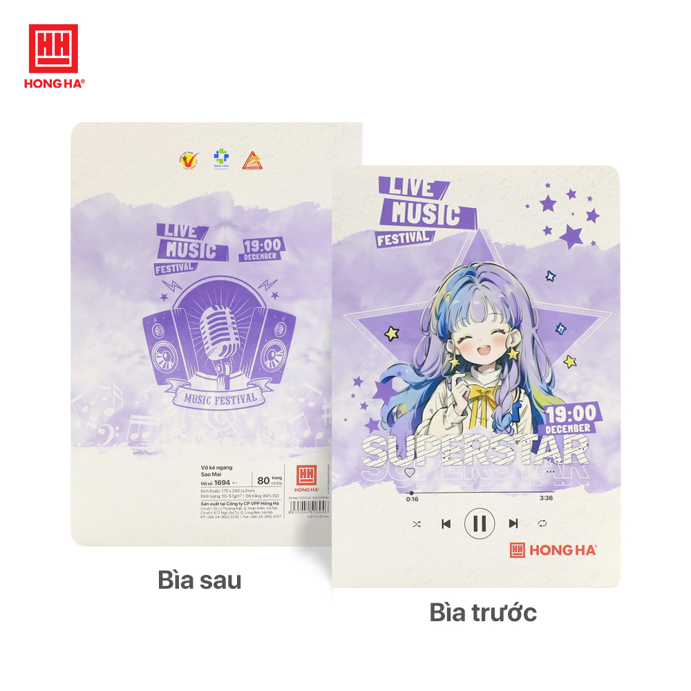 Vở kẻ ngang 80 trang Hồng Hà Sao Mai Live Music - 1694